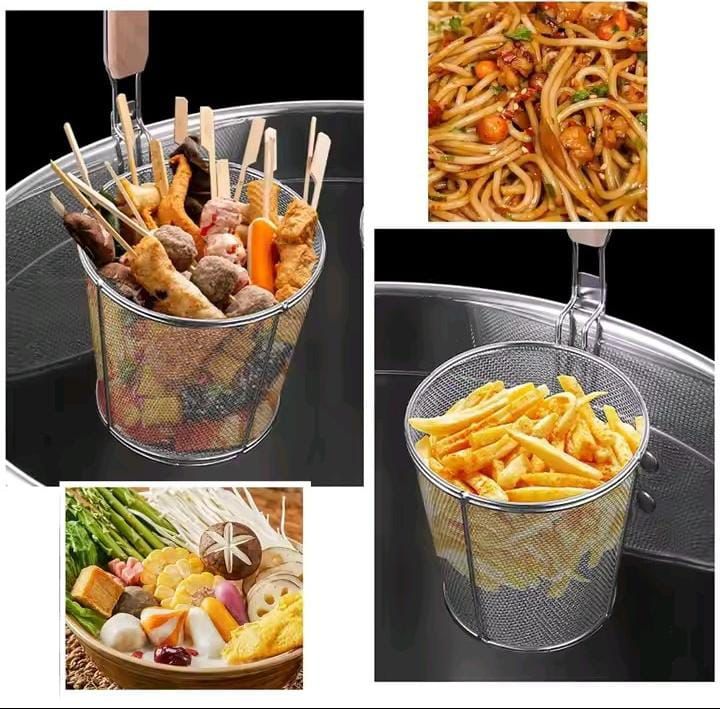 Stainless Steel Kitchen Strainer With Wooden Handle, Frying Food Colander With Long Handle, Potato Chef Colander Tool Frying, French Fries Basket, Kitchen Noodles Fried Strainer, Wire Fine Mesh Oil Strainer Stainless Steel Kitchen Strainer With Wooden Handle, Frying Food Colander With Long Handle, Potato Chef Colander Tool Frying, French Fries Basket, Kitchen Noodles Fried Strainer, Wire Fine Mesh Oil Strainer